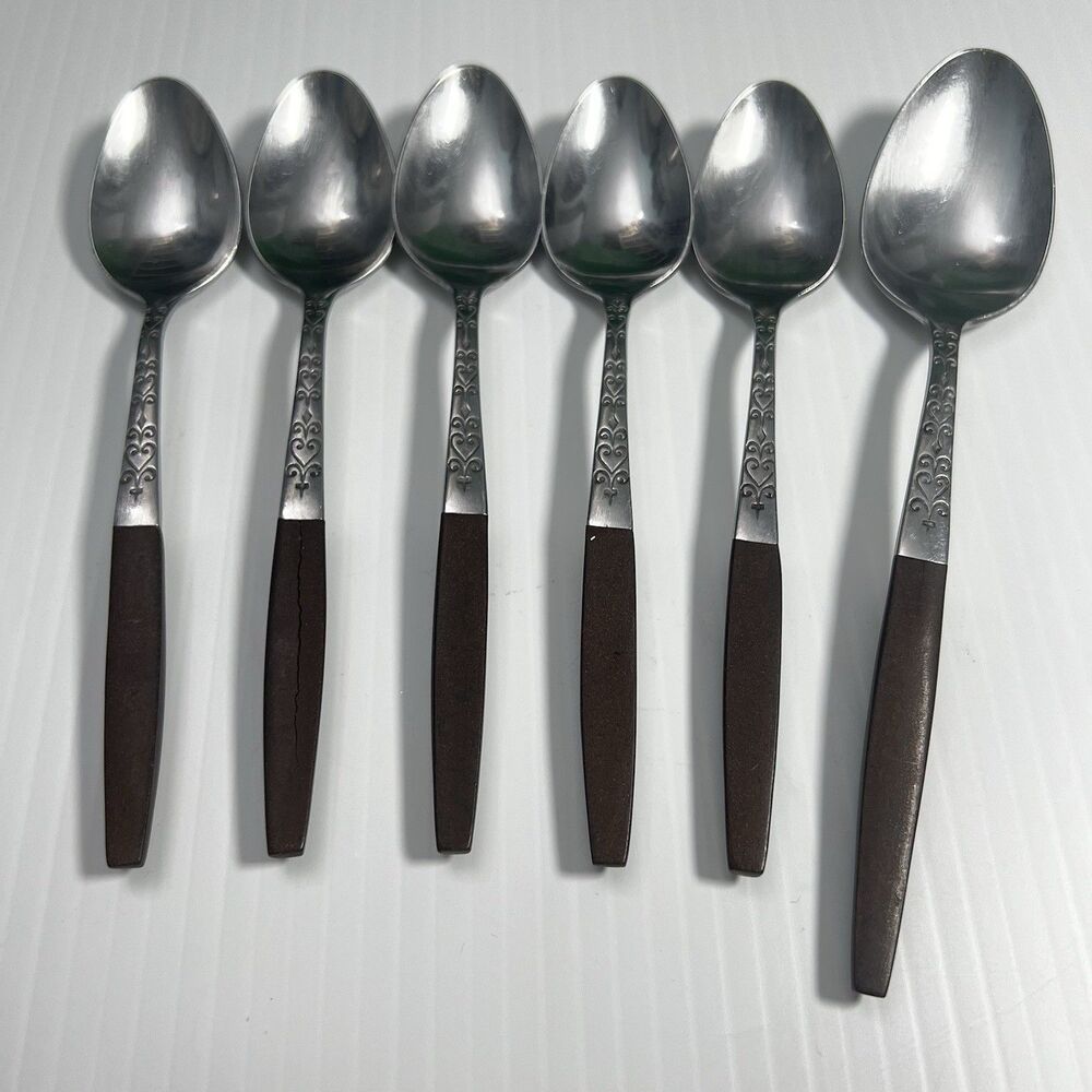 IMPERFECT Interpur INR2 Stainless Brown Wood Handle MCM Japan Lot  Spoon 7”